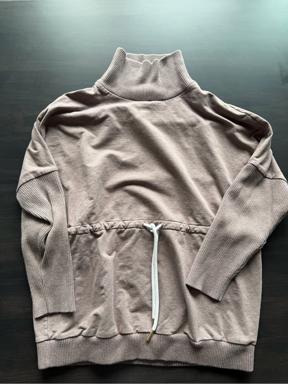 Varley Mauve/Taupe High-Neck Drawstring Sweatshirt
